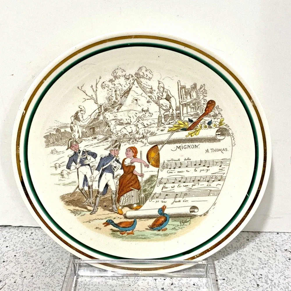 Vintage European Porcelain PV France Plate No 11 Mignon Color Transferware Decor